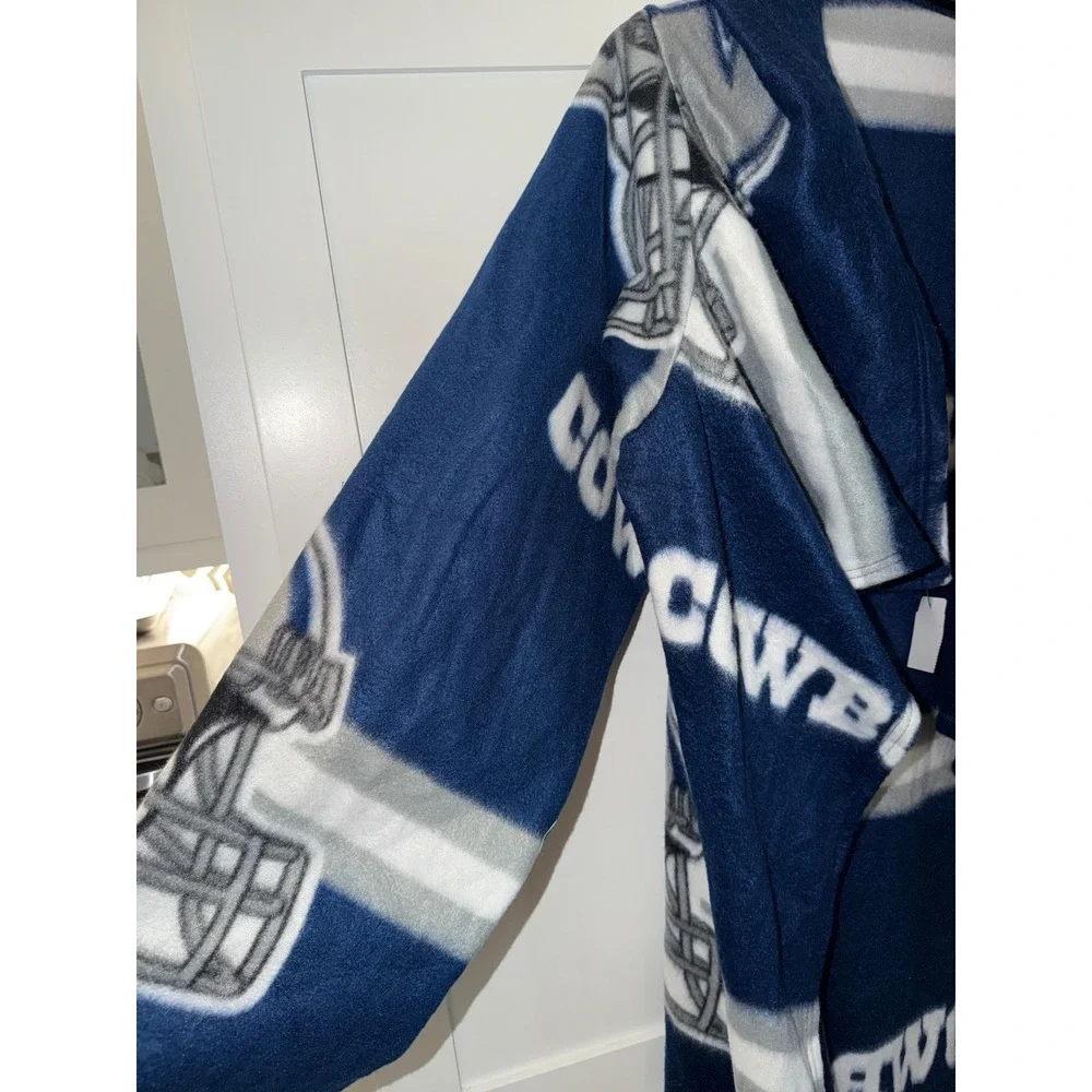 Dallas Cowboys NFL Fleece Wearable Blanket Robe Navy Blue Silver Snuggie Style
